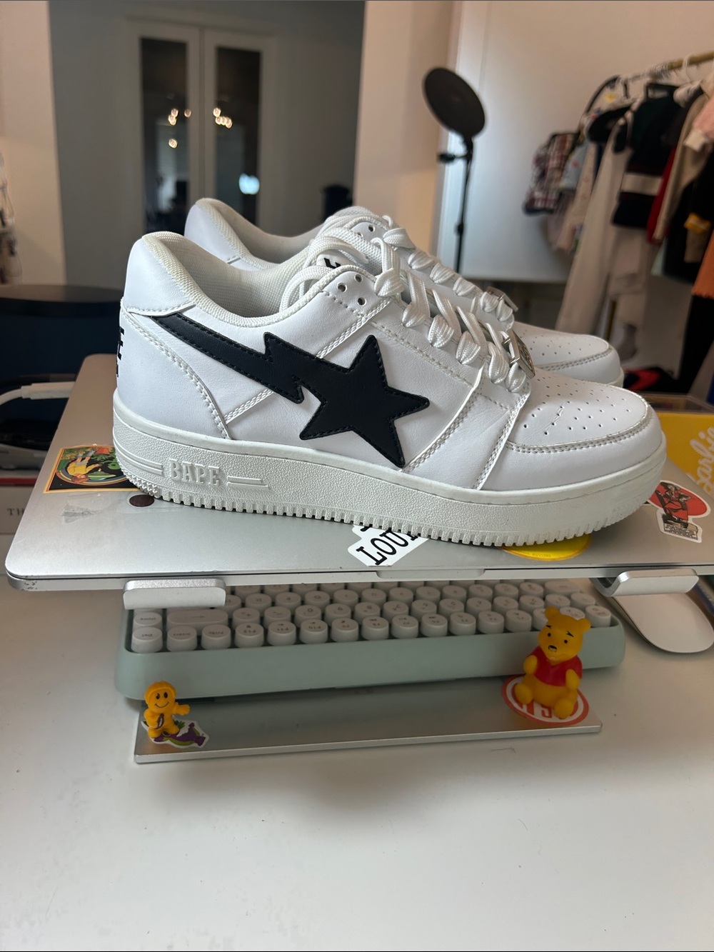 Bape White Sneakers with Black Star Bolt size 7 men